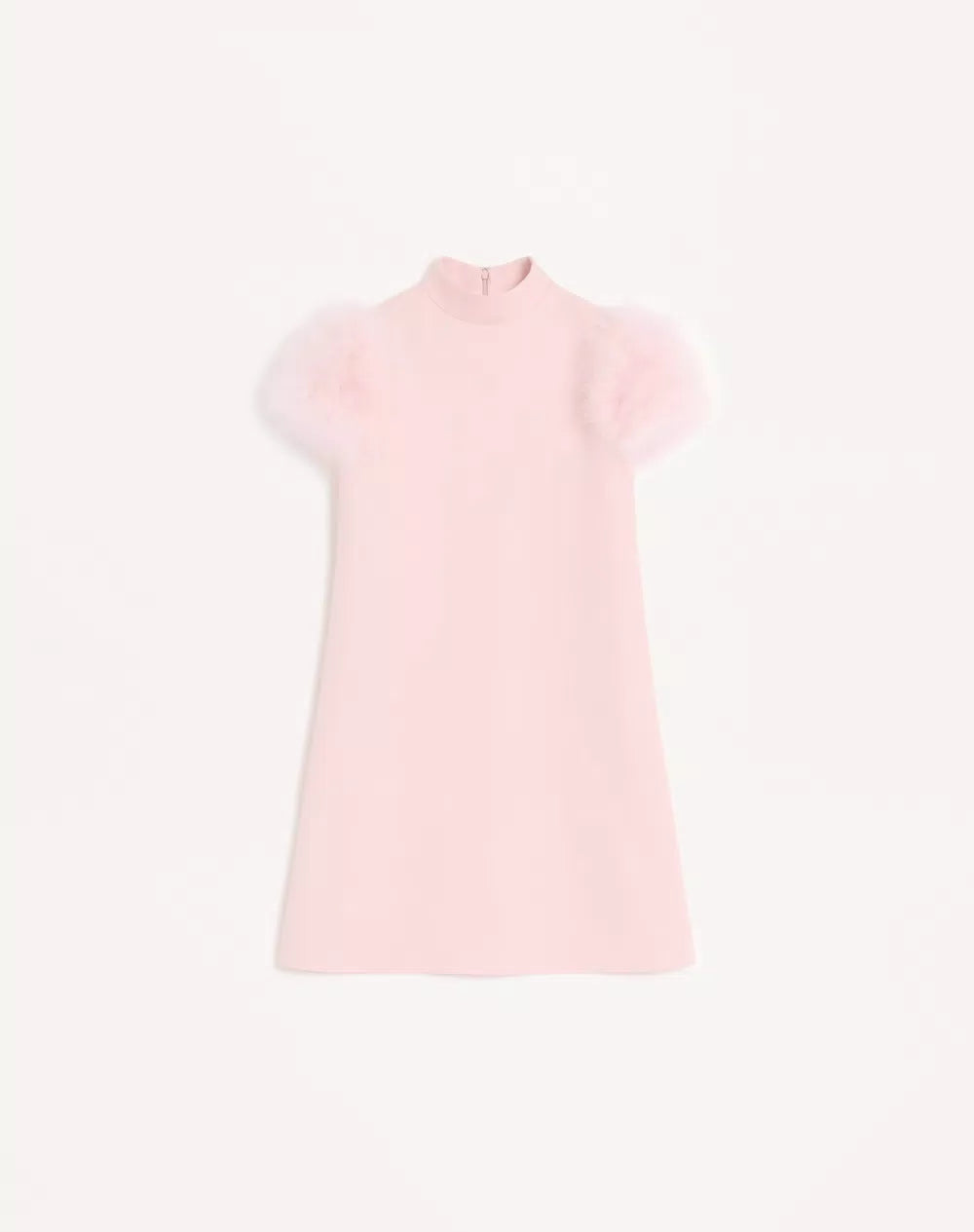 Short Crepe Couture Dress With Feathers