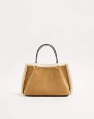 Valentino Garavani Small Shopping Bag In Embroidered Suede With Sheepskin Lining