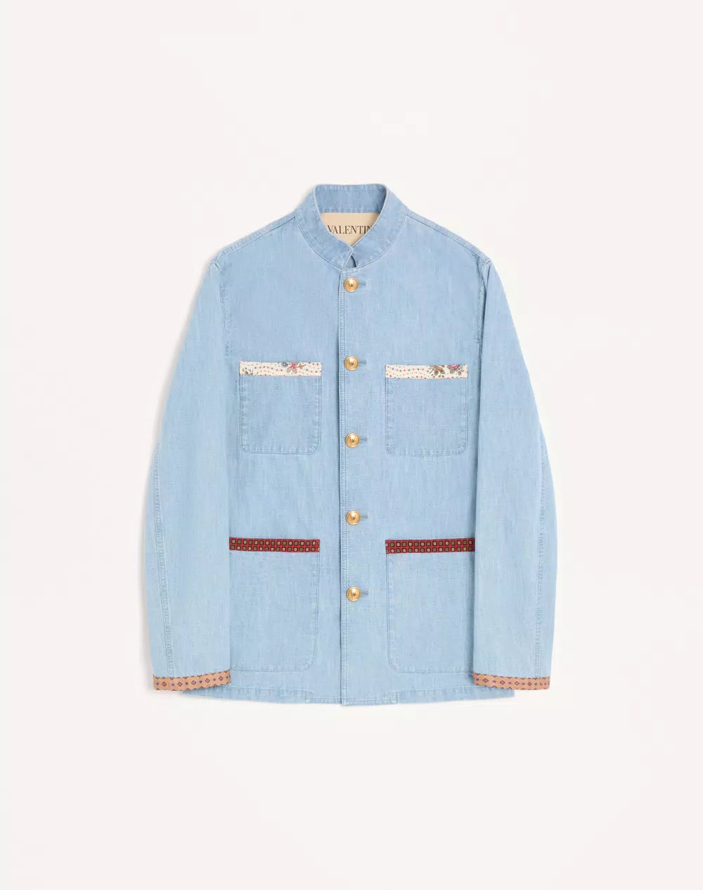 Valentino Denim Safari Jacket With Printed Edges
