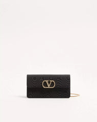 VLogo Signature Chain Wallet In MoirÃ© Fabric With Jewel Logo