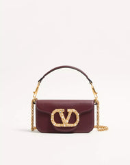 Valentino Garavani LocÃ² Small Shoulder Bag In Calfskin With Jewel Logo
