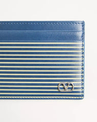 Valentino Garavani VLogo Signature Cardholder In Grainy Calfskin With Striped Print