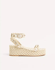 Rockstud Flatform Sandal In Laminated Nappa Leather 45Mm