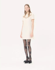 Embroidered Crepe Couture Short Dress