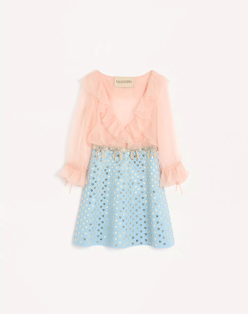 Embroidered Crepe Couture Short Dress