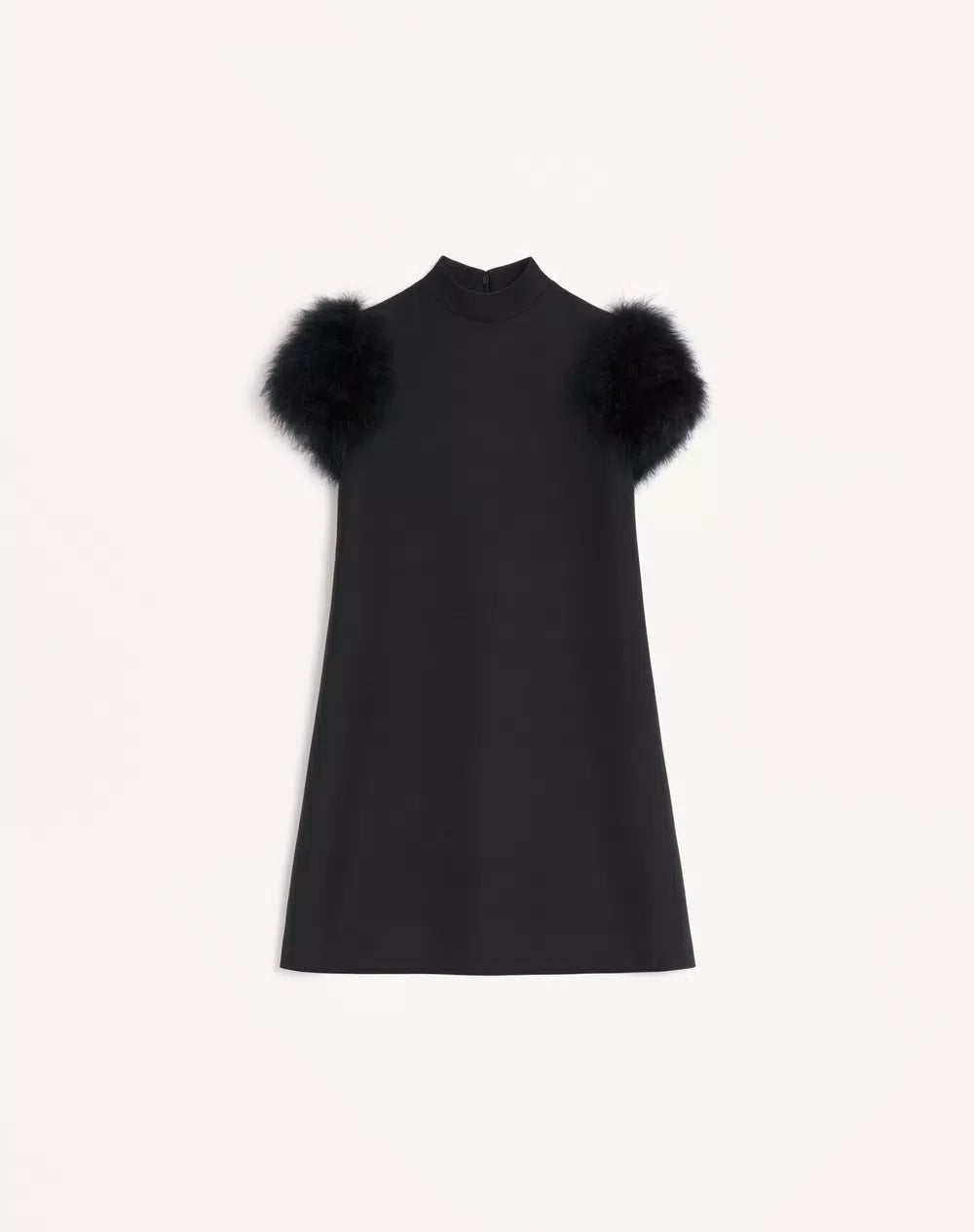 Short Crepe Couture Dress With Feathers