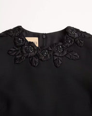 EMBROIDERED CREPE COUTURE SHORT DRESS