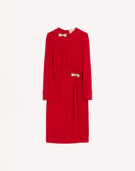 Embroidered Cady Couture Midi Dress