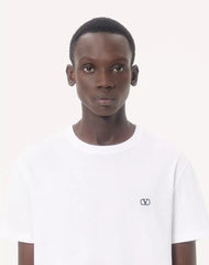 Valentino Cotton T-Shirt With VLogo Embroidery