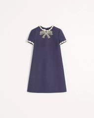 Embroidered Crepe Couture Short Dress