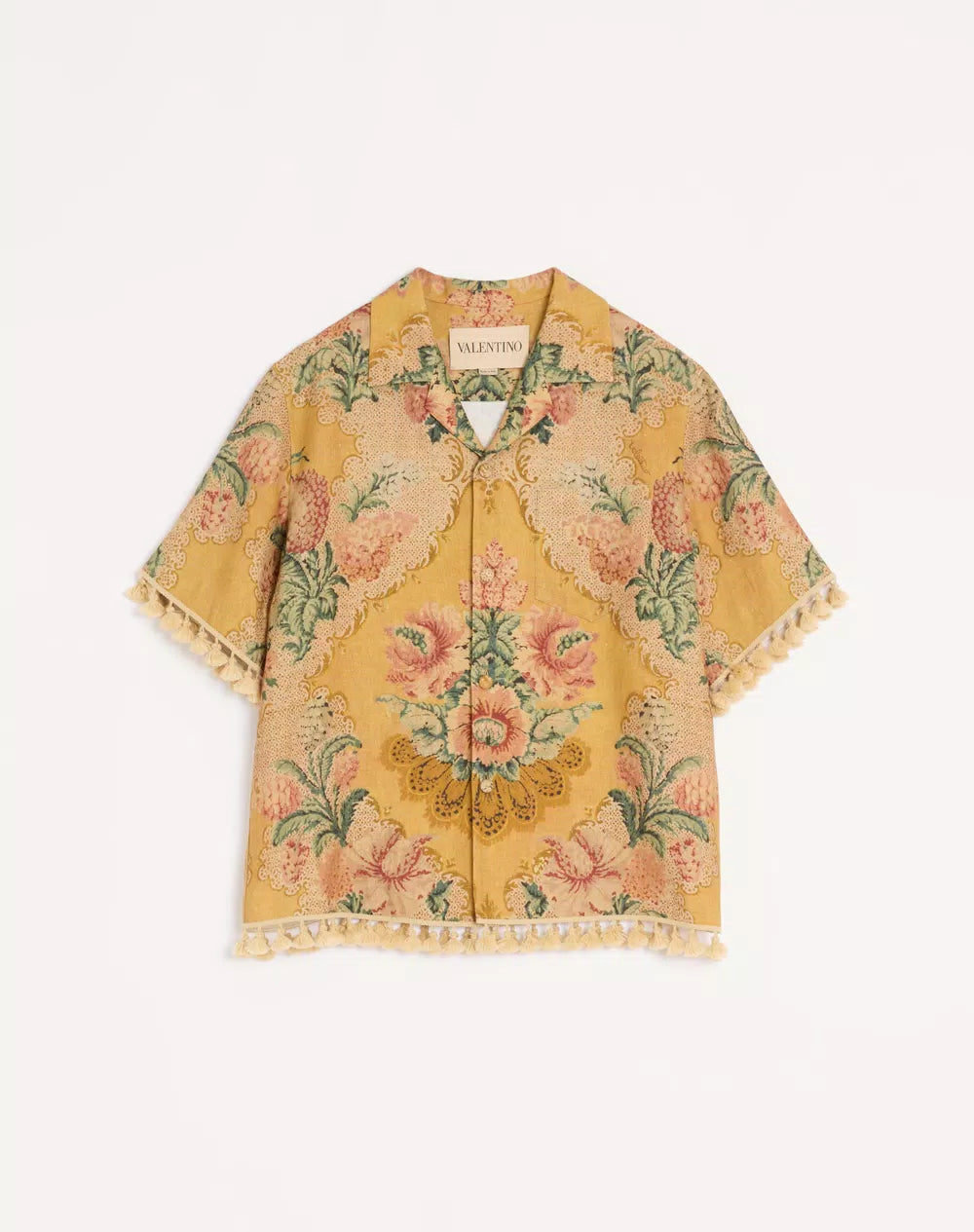 Valentino Linen Bowling Shirt With Apres L'Hiver Print
