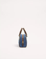Valentino Garavani VLogo Signature Mini Top-Handle Bag In Denim With Floral Embroidery