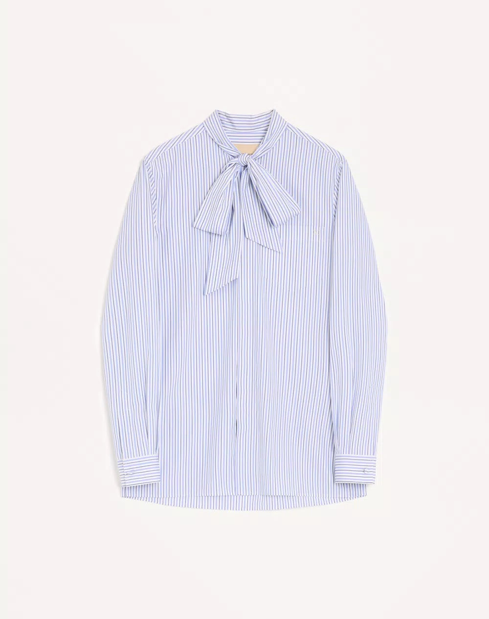 Valentino Cotton Poplin Shirt With Scarf Collar And VLogo Embroidery
