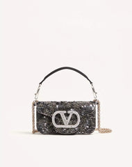 Valentino Garavani LocÃ² Small Embroidered Shoulder Bag With Jewel Logo
