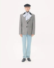 Valentino Single-Breasted Wool Jacket In Chevron Pattern