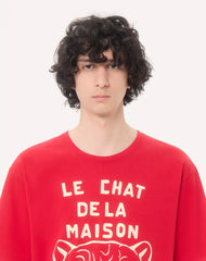 Cotton T-Shirt With Le Chat De La Maison Print