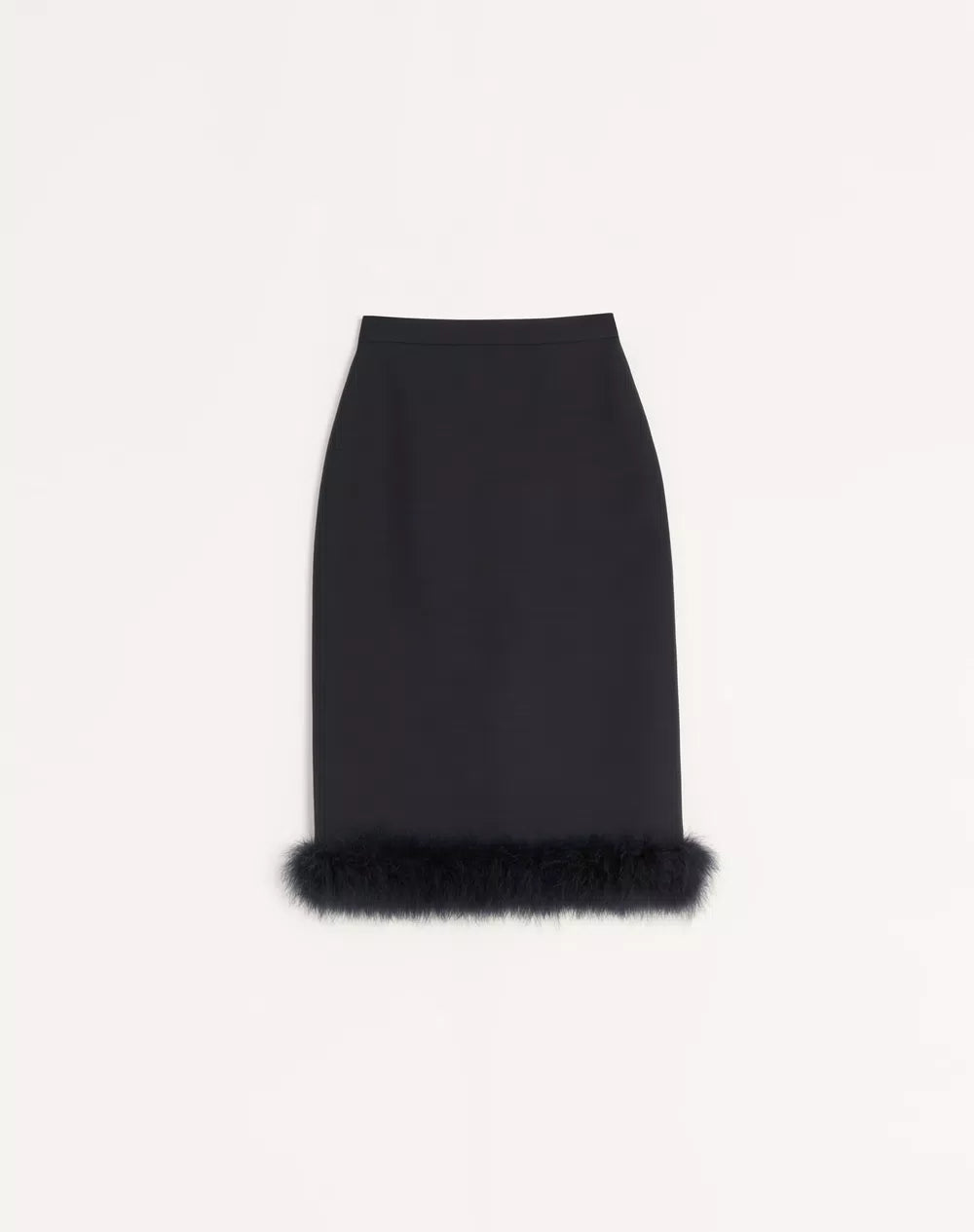 Crepe Couture Midi Skirt with Feathers