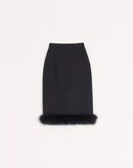 Crepe Couture Midi Skirt with Feathers