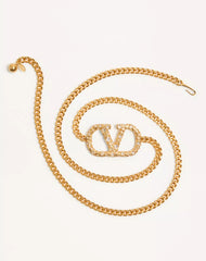 VLogo Signature Chain Belt With Crystals
