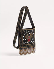 Valentino Garavani NellcÃ´te Small Embroidered Shoulder Bag With Fringes