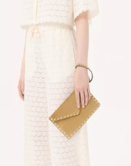 Rockstud Suede Clutch Bag