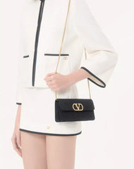 VLogo Signature Chain Wallet In MoirÃ© Fabric With Jewel Logo