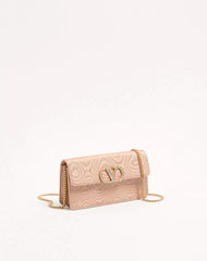 VLogo Signature Chain Wallet In MoirÃ© Fabric With Jewel Logo