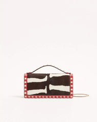 Rockstud Wallet With Chain In Pony-Effect Calfskin
