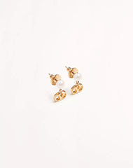 Vlogo Signature Metal And Pearl Earrings