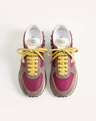 Stud Up Sneaker in Split Leather and Nylon with Butterfly Embroidery