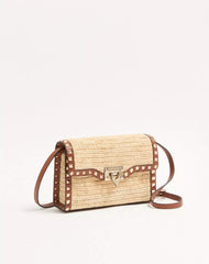 Valentino Garavani Rockstud Small Shoulder Bag In Raffia