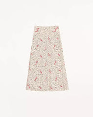 Plusdepois Bubble Print Crepe de Chine Long Skirt