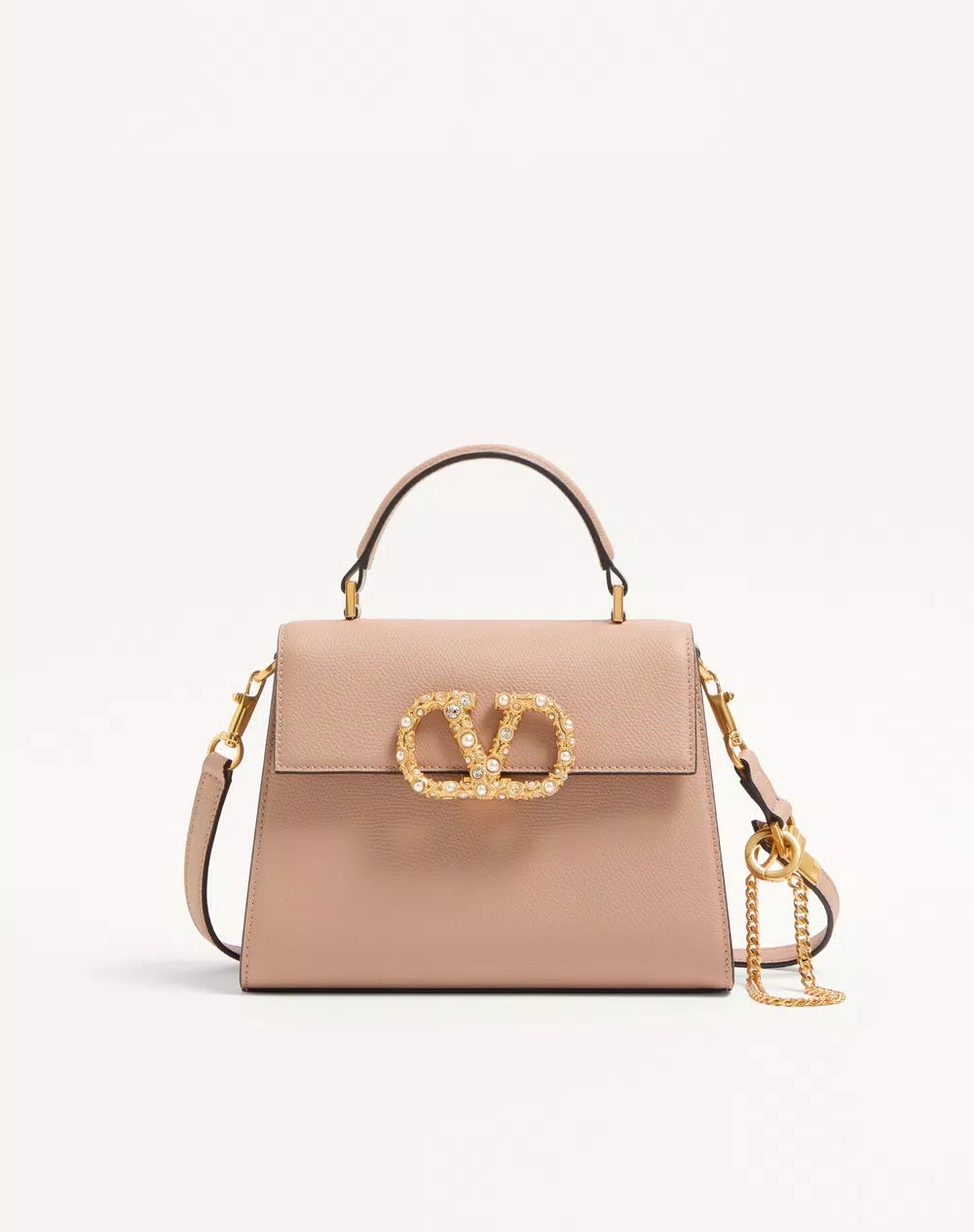 Valentino Garavani Vsling Small Handbag In Grainy Calfskin With Jewel Logo