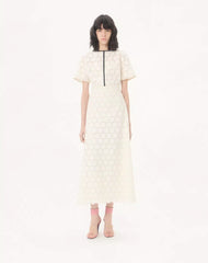 Midi Dress In Fleurs Ã Jours Cotton
