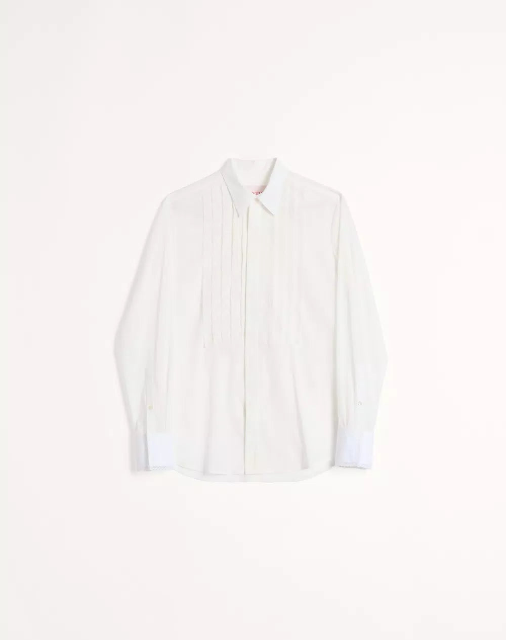 Cotton Muslin Shirt With Plastron And Lace Details