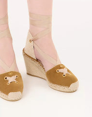 Resort Wedge In Split Leather 75Mm