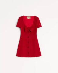Short Dress In Plain Wool Tweed