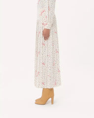 Plusdepois Bubble Print Crepe de Chine Long Skirt