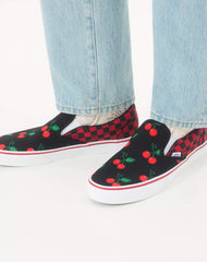 Valentino Garavani And Vans Slip-On Sneaker In Fabric With Maxi Cherryfic Print And VLogo Checkerboard Print