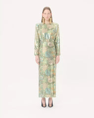 Lurex Long Dress With AprÃ¨s L'Hiver Sanderson DÃ©gradÃ© Print