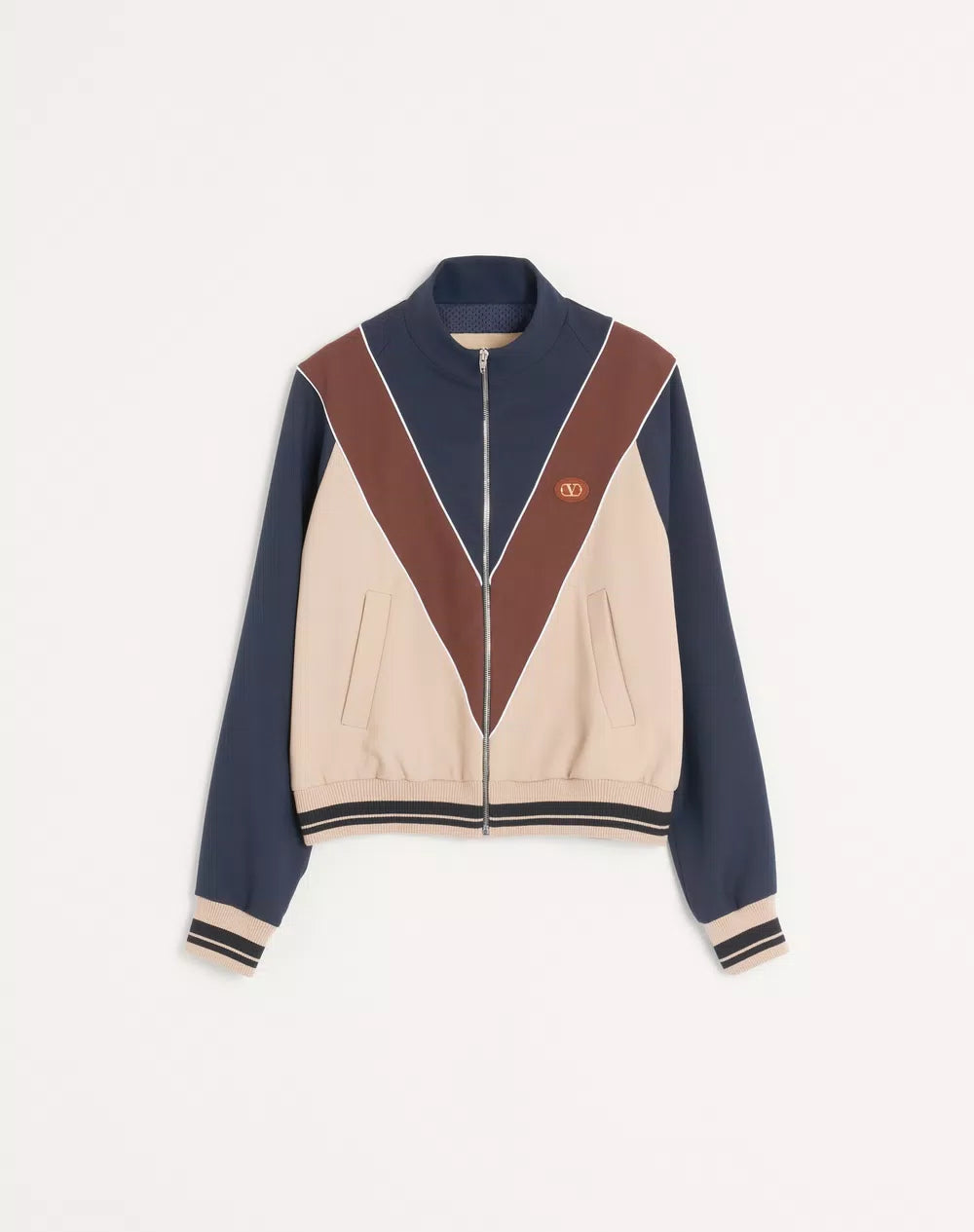 Nylon Sweatshirt With Zip And VLogo Patch