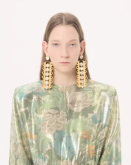 Lurex Long Dress With AprÃ¨s L'Hiver Sanderson DÃ©gradÃ© Print