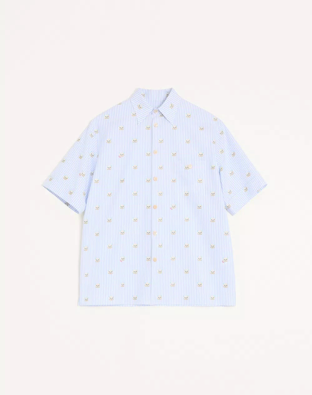 Valentino Cotton Oxford Shirt With Le Chat De La Maison Print