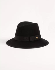 VLogo Signature Felt Hat With MoirÃ© Ribbon