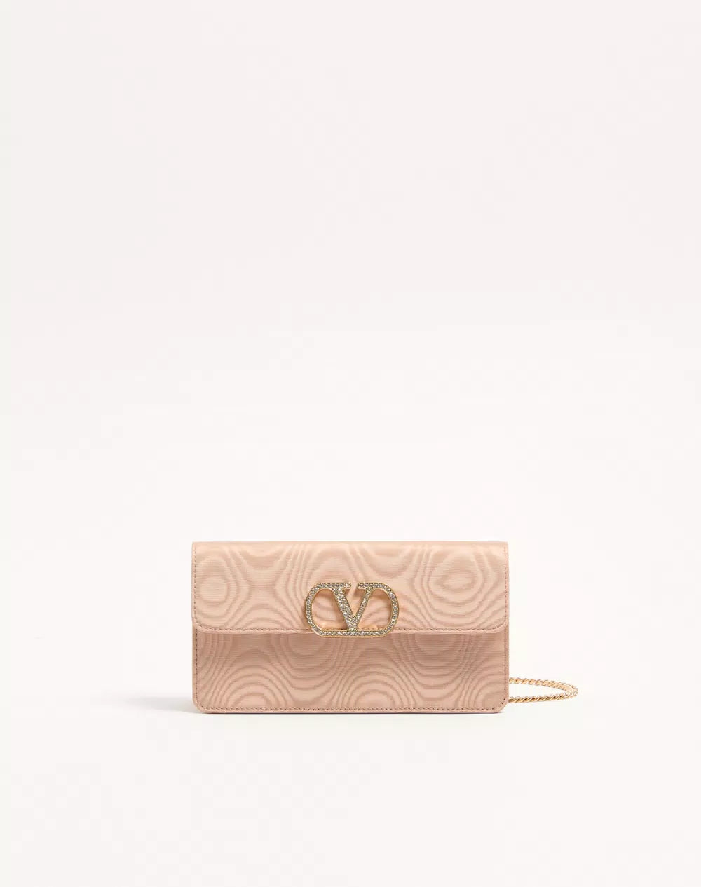 VLogo Signature Chain Wallet In MoirÃ© Fabric With Jewel Logo