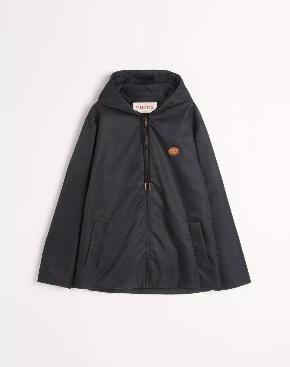 Nylon Hooded Windbreaker With VLogo Patch