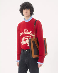 Valentino Wool Sweater with Chez Valentino & Panther Embroidery