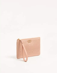 VLogo Signature Clutch In MoirÃ© Fabric With Jewel Logo.