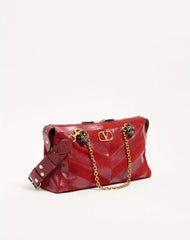 Valentino Garavani Panthea Medium Shoulder Bag In Suede And Nappa With Chevron Motif