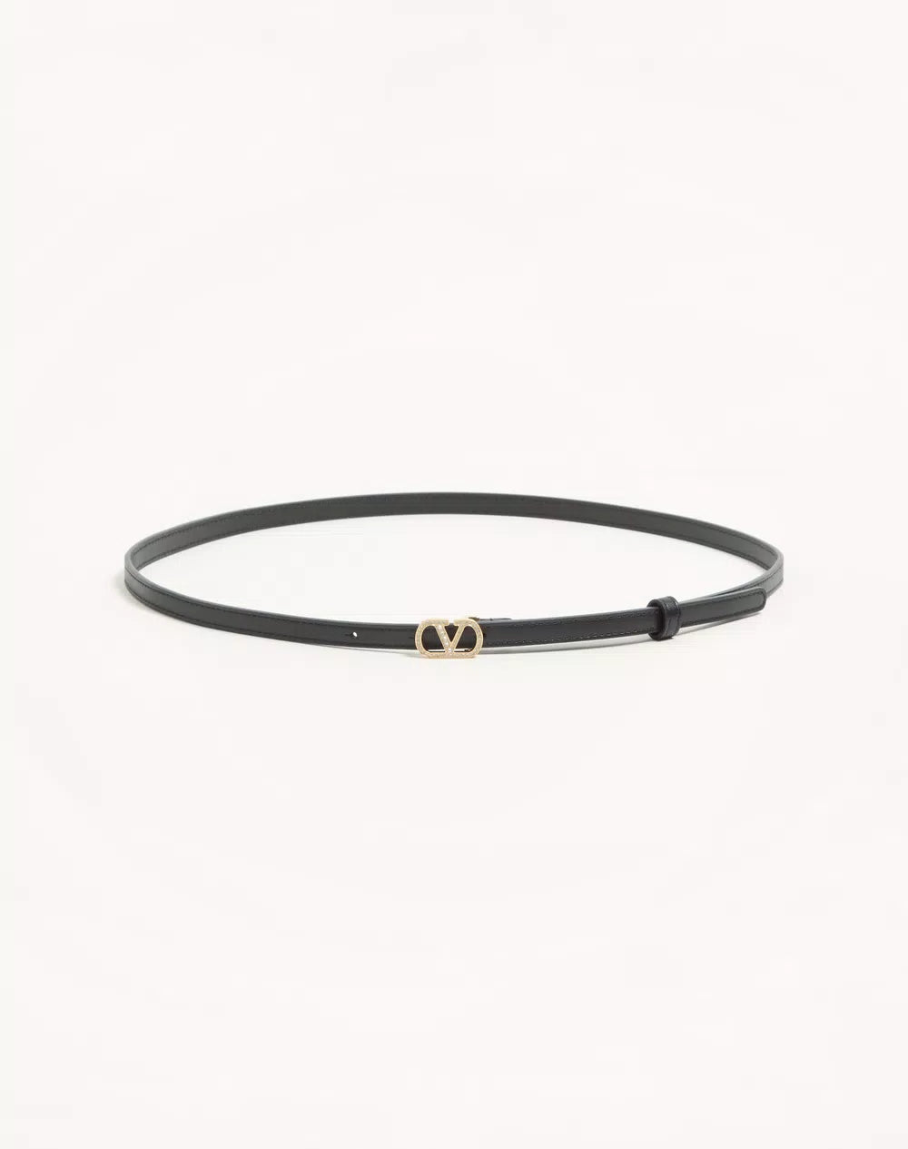 VLogo Signature Belt In Shiny Calfskin With Crystals 10 Mm